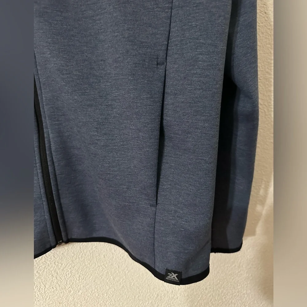 Zeroxposur Jacket Men Heathered Blue Zip Front Hooded Three Front Pockets Size L - Picture 7 of 7
